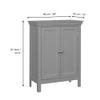 Teamson Home Stratford Contemporary Wooden Floor Storage Cabinet with Two Doors for Bathrooms, Living Rooms, Hallways, Gray view 3