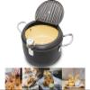 Cyrder Japanese Deep Fryer Pot with Fahrenheit Thermometer 3.5L- Nonstick Coating Fryer, Fried Tempura/Chicken/Fish/Shrimp/Meat Ball, Black 10inch view 1