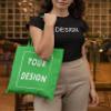 Aboutwome Your Own Design Women Custom Tote Bag for Shopping Canvas Bags (Green2) view 2