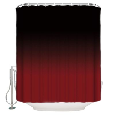 ALAGEO Shower Curtain Black Red Gradient Fabric Bath Curtains Solid Color Ombre Bathroom Decor Sets with Hooks Waterproof 72x96inch