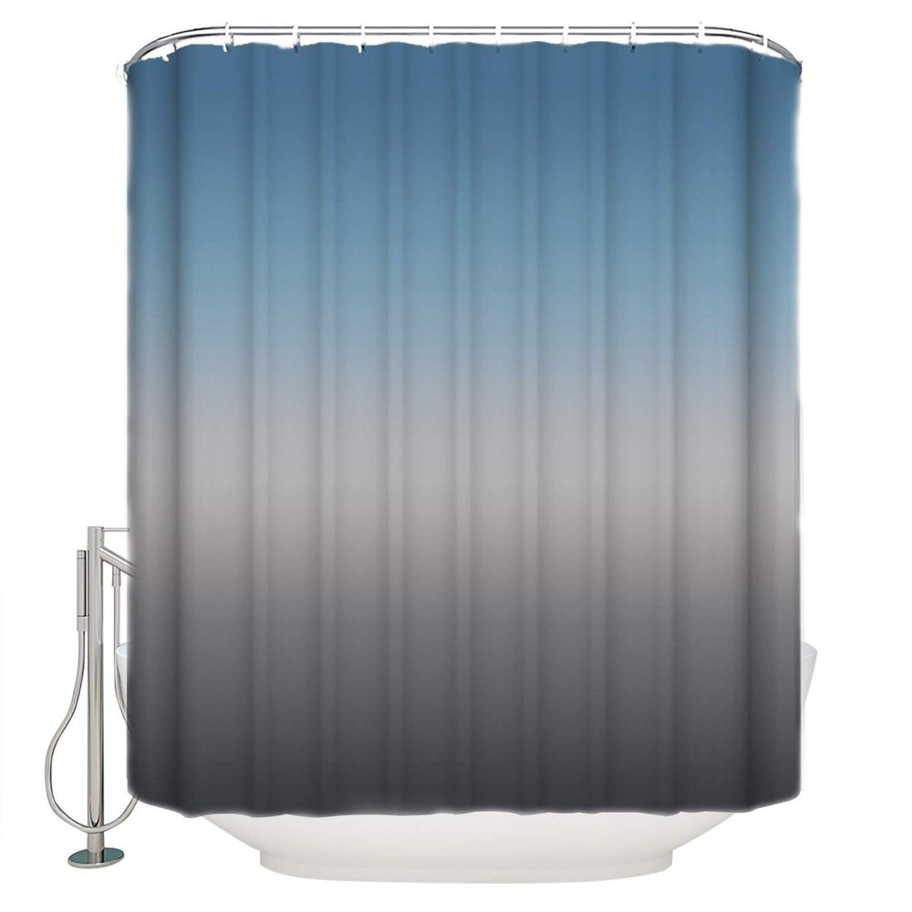 ALAGEO Shower Curtain Blue Gradient Fabric Bath Curtains Solid Color Ombre Bathroom Decor Sets with Hooks Waterproof 72x84inch