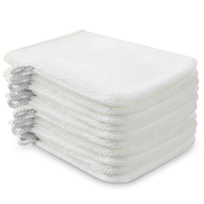 PHOGARY 10 Pack Microfiber Body Wash Mitts, Soft Face Mitten, Bath Spa Cloth, Reusable Makeup Remover Mitt Gloves, European Style Wash Cloth, 68 inch (White)