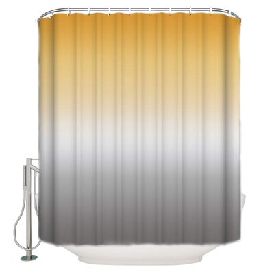 ALAGEO Shower Curtain Yellow Grey Gradient Fabric Bath Curtains Solid Color Ombre Bathroom Decor Sets with Hooks Waterproof 72x96inch