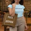 Aboutwome Your Own Design Women Custom Tote Bag for Shopping Canvas Bags (Brown) view 2