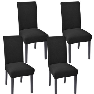 Aertiavty Chair Covers for Dining Room Set of 4 Chair Seat Cover for Dining Room Kitchen, Parsons Chair Covers Dining Chair Slipcover, Black