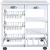 CYK CSK Rolling Utility Trolley on Wheels with Storage Drawer, Shelves and Cabinet 2-Drawer 3-Basket 3-Shelf Storage Rack with Rolling Wheels White, Kitchen Island Cart w/Wood Top, view 2