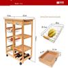CYK CSK Rolling Utility Trolley on Wheels with Storage Drawer, Shelves and Cabinet 2-Drawer 3-Basket 3-Shelf Storage Rack with Rolling Wheels White, Kitchen Island Cart w/Wood Top, view 3