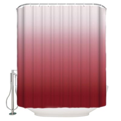 ALAGEO Shower Curtain Red Gradient Fabric Bath Curtains Solid Color Ombre Bathroom Decor Sets with Hooks Waterproof 72x84inch