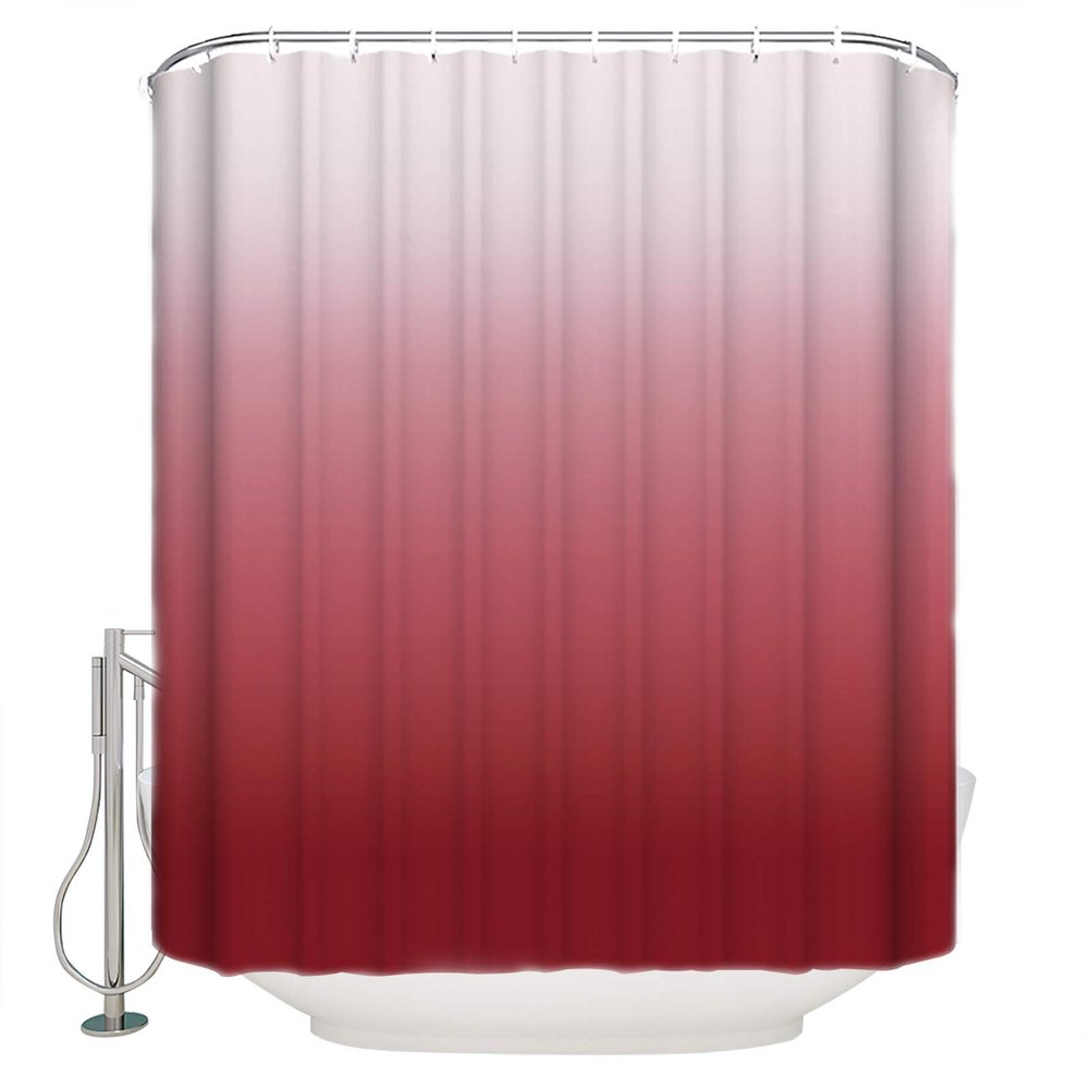 ALAGEO Shower Curtain Red Gradient Fabric Bath Curtains Solid Color Ombre Bathroom Decor Sets with Hooks Waterproof 72x84inch