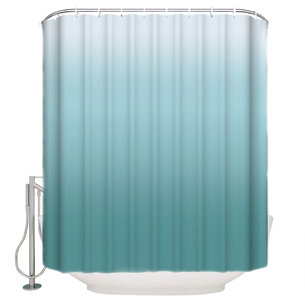 ALAGEO Shower Curtain Turquoise Gradient Fabric Bath Curtains Solid Color Ombre Bathroom Decor Sets with Hooks Waterproof 72x84inch