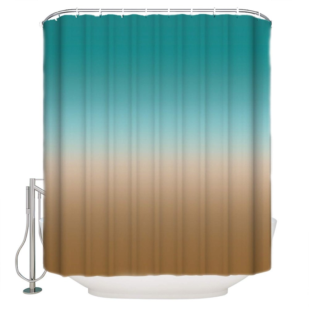 ALAGEO Shower Curtain Turquoise Purple Gradient Fabric Bath Curtains Solid Color Ombre Bathroom Decor Sets with Hooks Waterproof 60x72inch