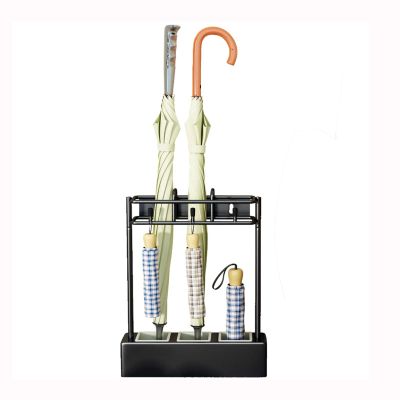 Umbrella Racks WXYZ Home Hotel Metal Umbrella Stand, Can Be Hung On The Wall Shoe Cabinet, Large Capacity and Space Saving, 34x8.5x40.8cm, Black, Green (Color : Black)