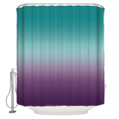 ALAGEO Shower Curtain Turquoise Purple Gradient Fabric Bath Curtains Solid Color Ombre Bathroom Decor Sets with Hooks Waterproof 72x84inch