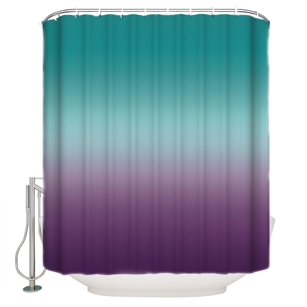 ALAGEO Shower Curtain Turquoise Purple Gradient Fabric Bath Curtains Solid Color Ombre Bathroom Decor Sets with Hooks Waterproof 72x84inch