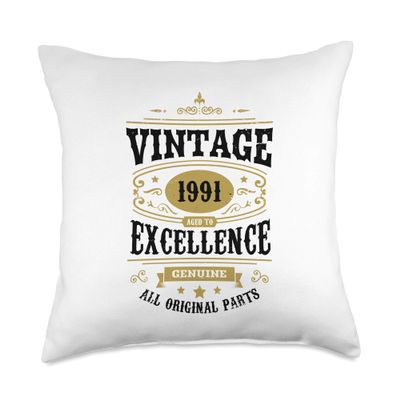 31st Birthday Mens Womens Age 31 Vintage Gift 31st Birthday Son Men Age 31 Year Old Vintage Gifts 1991 Throw Pillow, 18x18, Multicolor