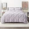 3 Piece Pinch Pleated Duvet Cover Set with 2 Pillow Shams 100% Egyptian Cotton 800 Thread Count with Zipper & Corner Ties Tuffed Pattern Decorative(California King/King)Pinch Light Lavender view 1