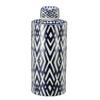 A & B Home Large Geometric Lidded Jar - 18" - Blue and White view 1