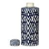 A & B Home Large Geometric Lidded Jar - 18" - Blue and White view 2