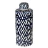 A & B Home Large Geometric Lidded Jar - 18" - Blue and White view 3
