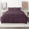 3 Piece Pinch Pleated Duvet Cover Set with 2 Pillow Shams 100% Egyptian Cotton 800 Thread Count with Zipper & Corner Ties Tuffed Pattern Decorative(California King/King)Pinch Purple Eggplant view 1
