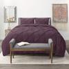 3 Piece Pinch Pleated Duvet Cover Set with 2 Pillow Shams 100% Egyptian Cotton 800 Thread Count with Zipper & Corner Ties Tuffed Pattern Decorative(California King/King)Pinch Purple Eggplant view 2