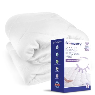 Slumberfy Full Size Mattress Topper, Bamboo Viscose Pillow Top Mattress Pad