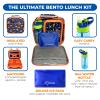 kinsho Bento Lunch Box with Insulated Bag, Water Bottle&Ice Pack Set for Kids Toddlers,5 Portion Sections, BPAFree Removable Tray, PreSchool Kid Toddler Daycare Lunches, Snack Container,Blue Dinosaur view 2