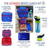 kinsho Bento Lunch Box, Water Bottle, Ice Pack Set for Kids Toddlers, 5 Portion Sections, Removable Plastic Tray, Pre-School Kid Toddler Daycare Lunches, Snack Container, Blue Space Rocket view 2