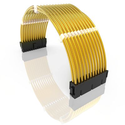 LINKUP PSU Extension Cable | Braided Sleeved, 50cm, Gold