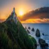 Iconic Arts Laminated 24x36 Poster: Dawn Lighthouse New Zealand Ocean During Sunrise Nature view 1