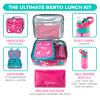 Bento Lunch Box with Insulated Bag, Water Bottle Ice Pack Set for Kids Toddlers, 5 Portion Sections, BPA Free Removable Tray, Pre-School Kid Toddler Daycare Lunches, Snack Container, Pink Unicorn view 2