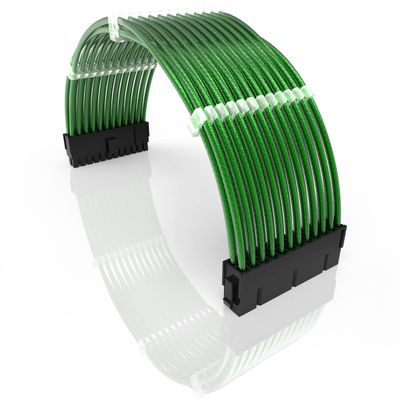 LINKUP PSU Extension Cable | Braided Sleeved, 30cm, Green