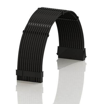 LINKUP ATX 24-Pin PSU Extension Cable | Braided Sleeved, 30cm, Black