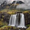 Iconic Arts Laminated 24x36 Poster: Snowfall on Rocks Pouring on River in Mountains with Fog Background Nature view 1