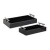 Kate and Laurel Lipton Modern Tray Set, Set of 2, Black and Silver, Glam Decorative Trays for Storage and Display view 1