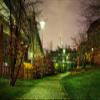 Iconic Arts Laminated 24x36 Poster: Landscape View of City and Walkway Between Houses with Lights hd Nature HD view 1