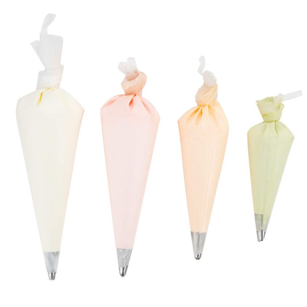 Pastry Tek Piping Bag Set, Set Of 4 Reusable Icing Bags - Durable, White Silicone Pastry Bag Set, Anti Burst, Decorate Cakes, Cupcakes, Macarons, Or Cookies - Restaurantware
