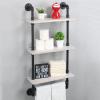 Bathroom Shelves Wall Mounted,19.6in Rustic Wood Shelf with Towel Bar,3 Tier Farmhouse Towel Rack Over Toilet,Pipe Shelving Floating Shelves Towel Holder,Black & White view 1