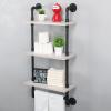 Bathroom Shelves Wall Mounted,19.6in Rustic Wood Shelf with Towel Bar,3 Tier Farmhouse Towel Rack Over Toilet,Pipe Shelving Floating Shelves Towel Holder,Black & White view 3