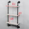 Bathroom Shelves Wall Mounted,19.6in Rustic Wood Shelf with Towel Bar,3 Tier Farmhouse Towel Rack Over Toilet,Pipe Shelving Floating Shelves Towel Holder,Black & White view 4