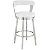 Armen Living Bryant Modern 30" Seat Height White Faux Leather and Brushed Stainless Steel Metal Swivel Bar Stool for Kitchen Island Counter view 1