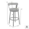 Armen Living Bryant Modern 30" Seat Height White Faux Leather and Brushed Stainless Steel Metal Swivel Bar Stool for Kitchen Island Counter view 3