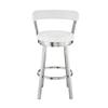 Armen Living Bryant Modern 30" Seat Height White Faux Leather and Brushed Stainless Steel Metal Swivel Bar Stool for Kitchen Island Counter view 4