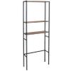 Sunnydaze 71-Inch 3-Tier Industrial Style Over-The-Toilet Storage Shelf - Veneer Finish and Black Iron Frame - Teak Color view 1