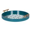 Kate and Laurel Caspen Modern Round Tray, 15.5 inch Diameter, Teal, Decorative Tray for Storage and Display view 1