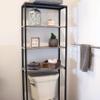 Sunnydaze 69-Inch 4-Tier Over-The-Toilet Shelf - Open Shelves, Veneer Finish and Black Iron Frame - Oak Gray view 2