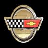 C4 Crossed Flags Stainless Steel Wall Hanging Sign - Chrome : 23" x 16" for 1984-1996 Corvette view 2