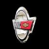 C4 Crossed Flags Stainless Steel Wall Hanging Sign - Chrome : 23" x 16" for 1984-1996 Corvette view 3