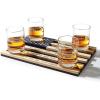 2nd Amendment American Flag Glasses, Set of 4 Hand Blown Old Fashioned Whiskey Rocks Glasses, Wood Flag Tray with Patriots Gun Rights Law & Military Gift Set view 1