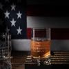2nd Amendment American Flag Glasses, Set of 4 Hand Blown Old Fashioned Whiskey Rocks Glasses, Wood Flag Tray with Patriots Gun Rights Law & Military Gift Set view 3